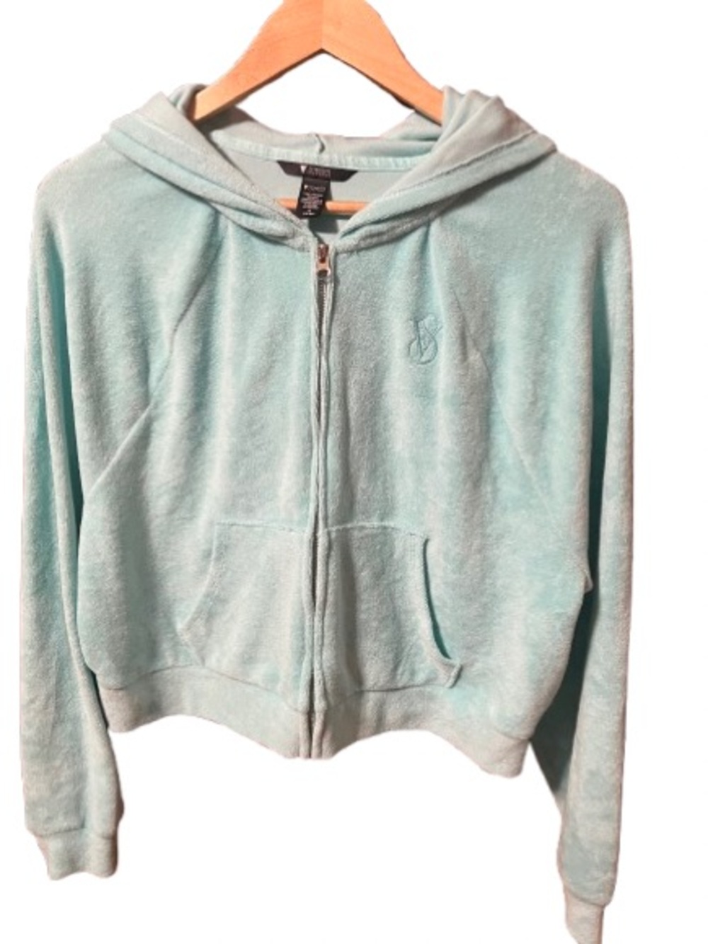 Victoria's Secret On Point Aqua Plush Zip-Up Hoodie Size Medium